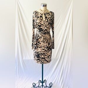 JLO by Jennifer Lopez sexy leopard print knee length stretch dress sz M